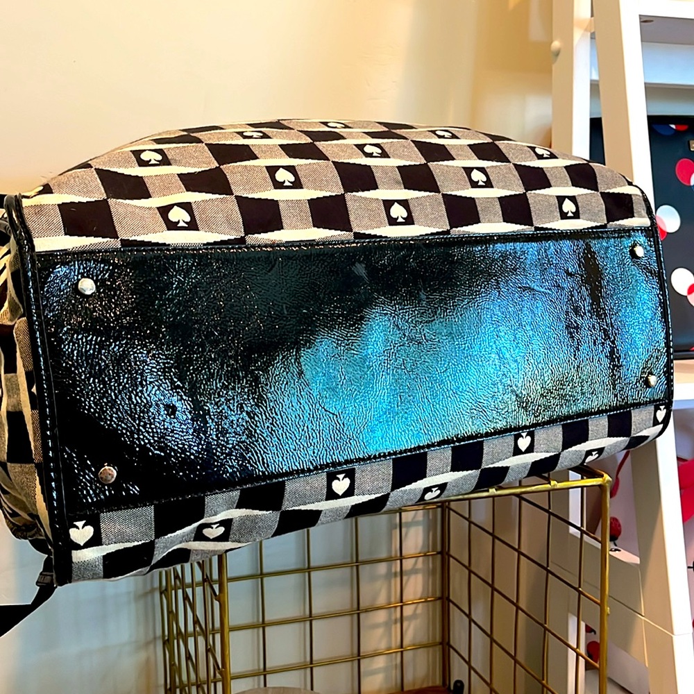 Kate Spade Black and White Checkered Travel Bag with storybook lining - Picture 6 of 14